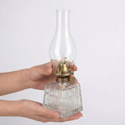 Brilagi - Lampe à pétrole MERLIN transparente/dorée/patinée