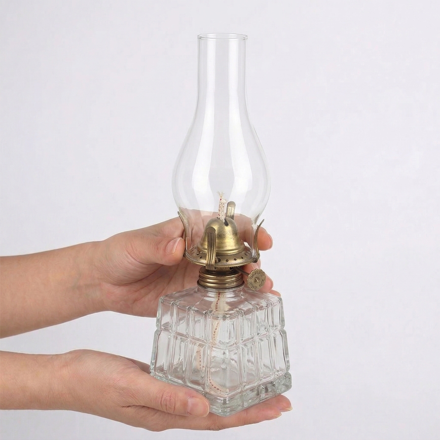 Brilagi - Lampe à pétrole MERLIN transparente/dorée/patinée