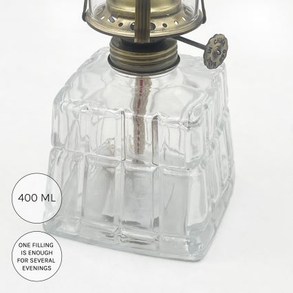 Brilagi - Lampe à pétrole MERLIN transparente/dorée/patinée