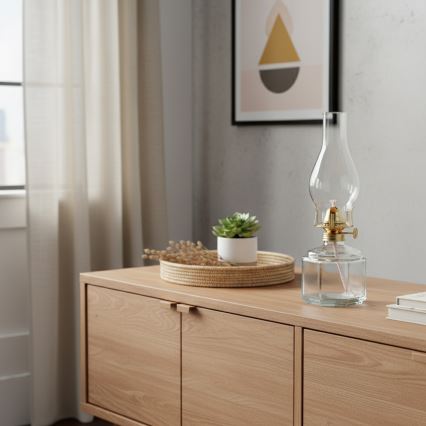 Brilagi - Lampe à pétrole MERLIN transparente