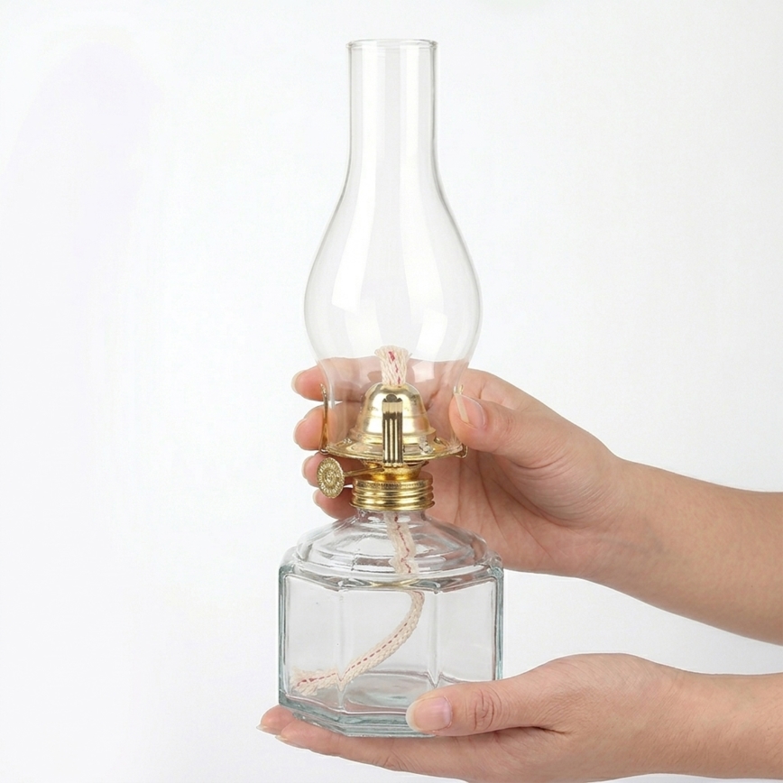 Brilagi - Lampe à pétrole MERLIN transparente