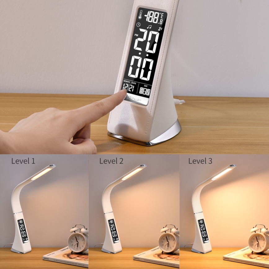 Brilagi - Lampe de table à intensité variable avec écran PELLE LED/7W/230V blanc