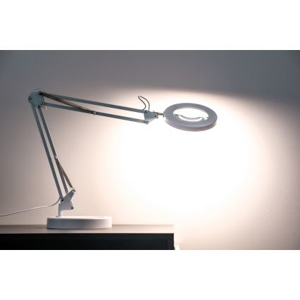 Brilagi - Lampe de table à intensité variable avec loupe LENS LED/12W/5V 3000/4200/6000K blanc