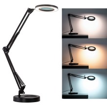 Brilagi - Lampe de table à intensité variable avec loupe LENS LED/12W/5V 3000/4200/6000K noir