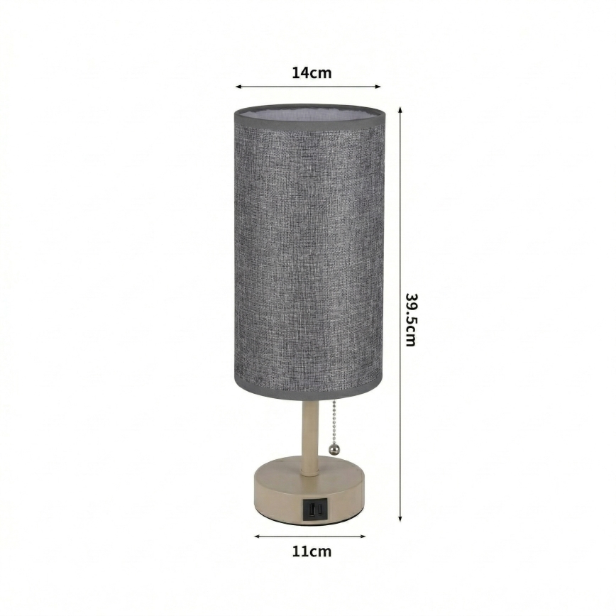 Brilagi - Lampe de table avec port USB TABLON 1xE27/25W/230V beige/gris