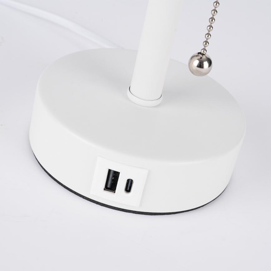 Brilagi - Lampe de table avec port USB TABLON 1xE27/25W/230V blanc/beige