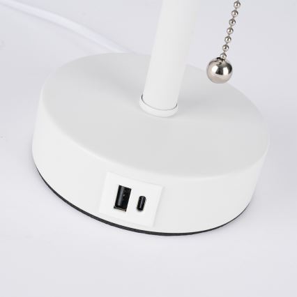 Brilagi - Lampe de table avec port USB TABLON 1xE27/25W/230V blanc/noir