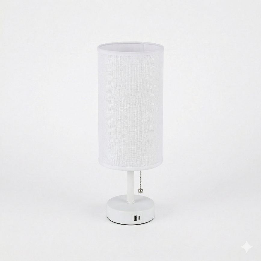 Brilagi - Lampe de table avec port USB TABLON 1xE27/25W/230V blanche