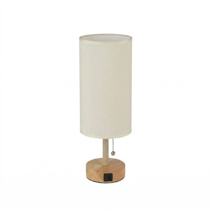 Brilagi - Lampe de table avec port USB TABLON 1xE27/25W/230V chêne/beige/crème