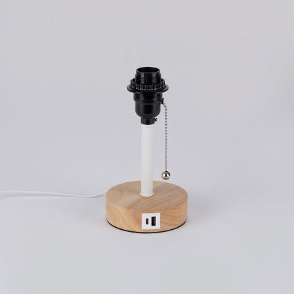 Brilagi - Lampe de table avec port USB TABLON 1xE27/25W/230V chêne/blanc