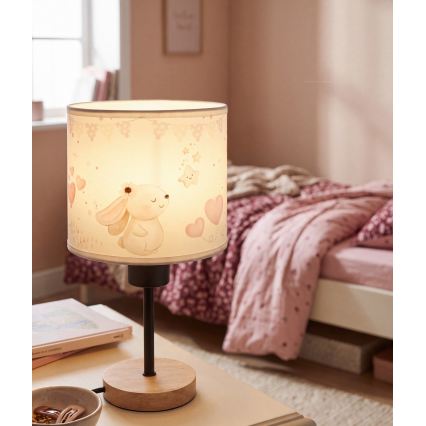 Brilagi - Lampe de table pour enfants BOBO WOOD 1xE27/25W/230V chêne/noir/crème/lapins