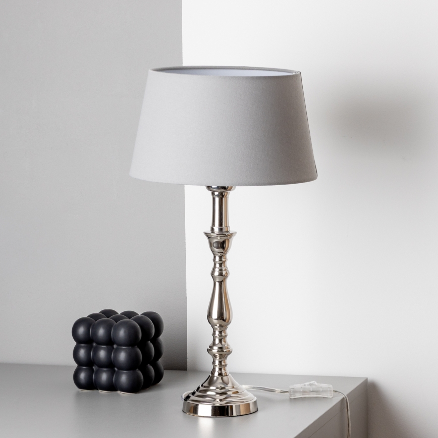 Brilagi - Lampe de table CERIA 1xE27/60W/230V Ø 25 cm chrome brillant/gris