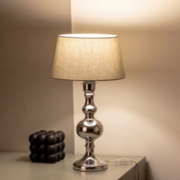 BRILAGI - Lampe de table CERIA 1xE27/60W/230V Ø 25 cm chrome brillant/gris