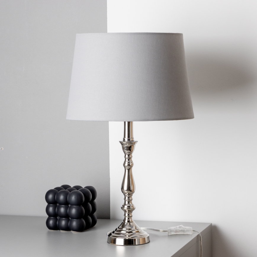 Brilagi - Lampe de table CERIA 1xE27/60W/230V Ø 30 cm chrome brillant/gris