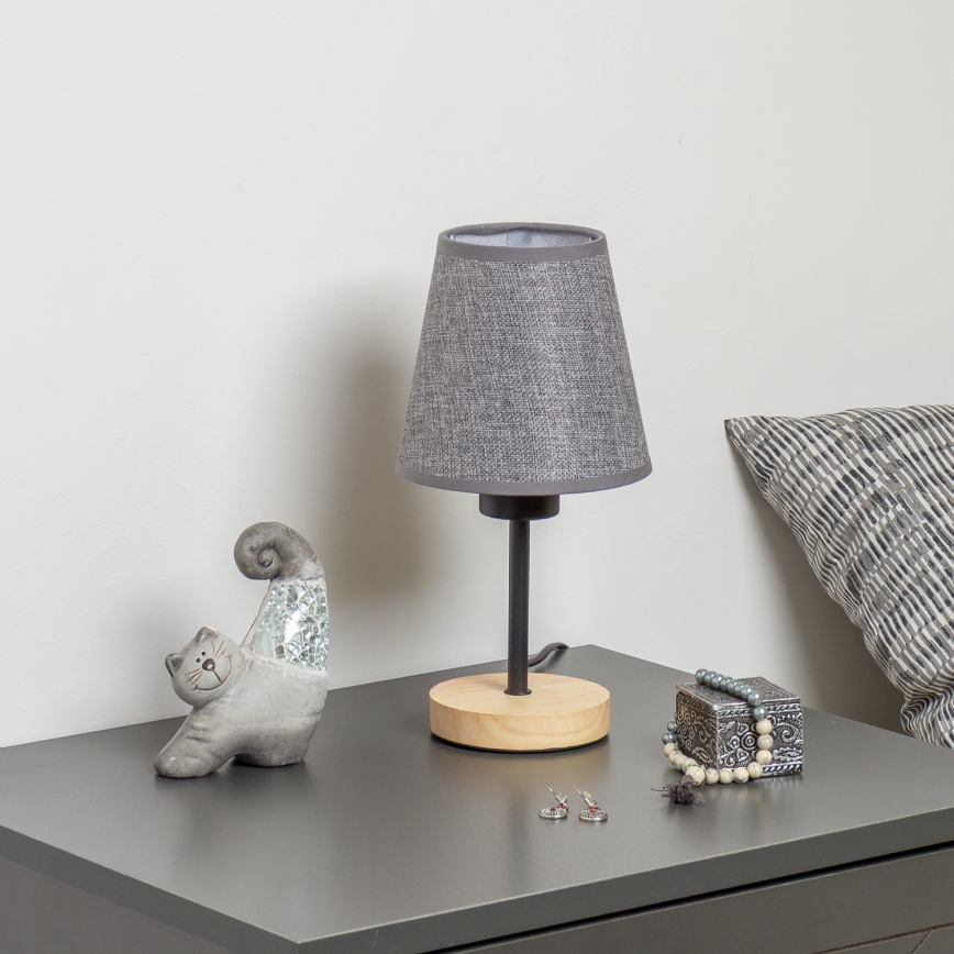 Brilagi - Lampe de table NUBILA WOOD 1xE27/25W/230V chêne/gris