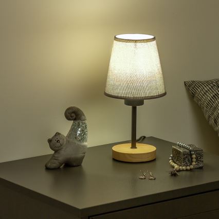 Brilagi - Lampe de table NUBILA WOOD 1xE27/25W/230V chêne/gris
