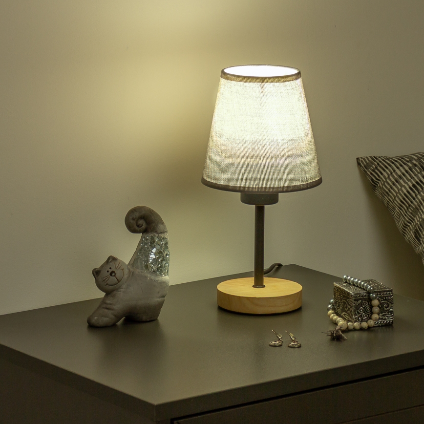 Brilagi - Lampe de table NUBILA WOOD 1xE27/25W/230V chêne/gris