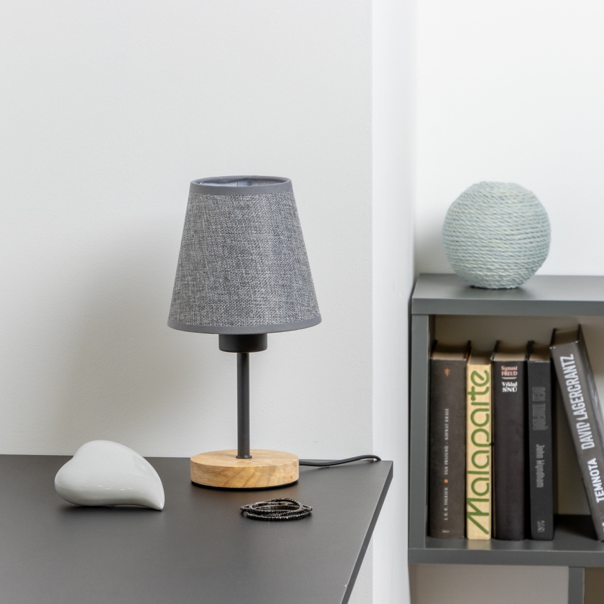 Brilagi - Lampe de table NUBILA WOOD 1xE27/25W/230V chêne/gris