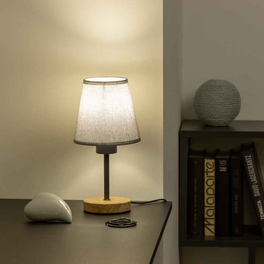 Brilagi - Lampe de table NUBILA WOOD 1xE27/25W/230V chêne/gris