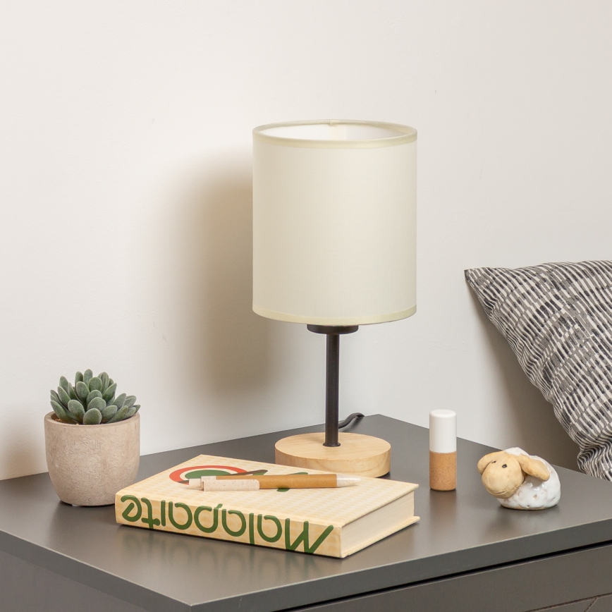 Brilagi - Lampe de table NUBILA WOOD 1xE27/25W/230V chêne/noir/crème