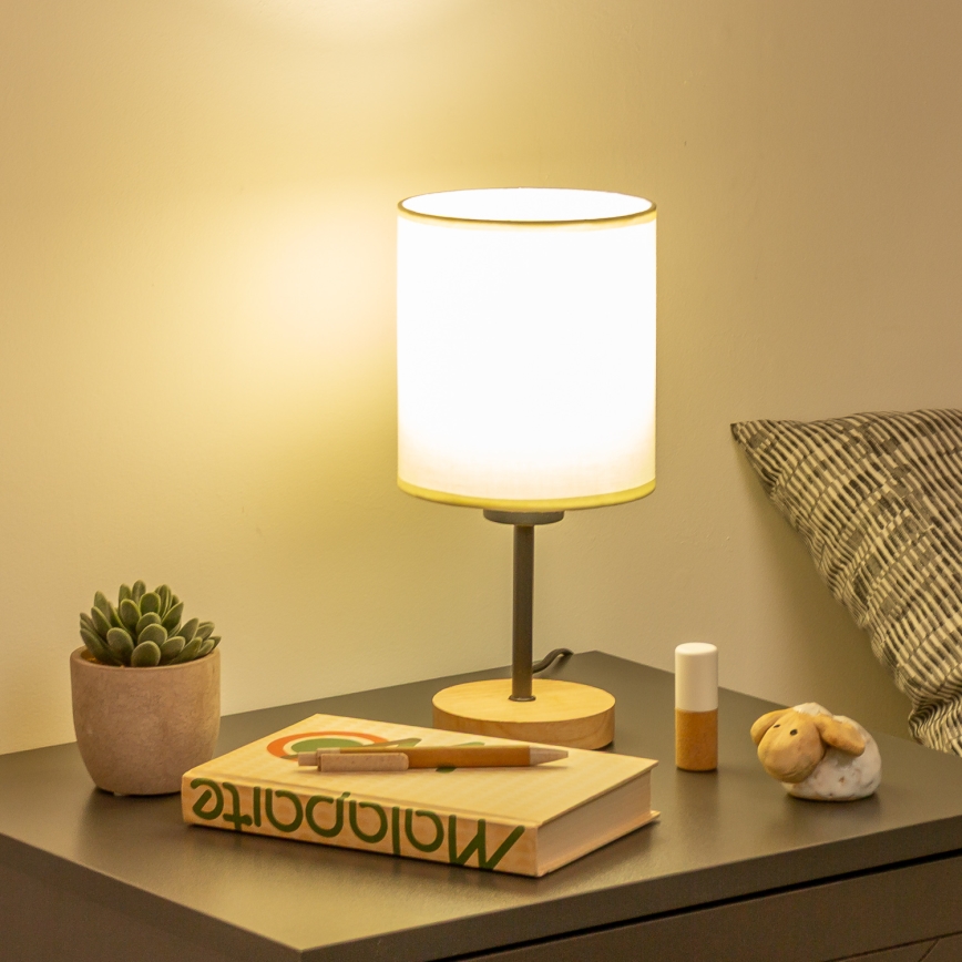 Brilagi - Lampe de table NUBILA WOOD 1xE27/25W/230V chêne/noir/crème