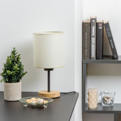 Brilagi - Lampe de table NUBILA WOOD 1xE27/25W/230V chêne/noir/crème