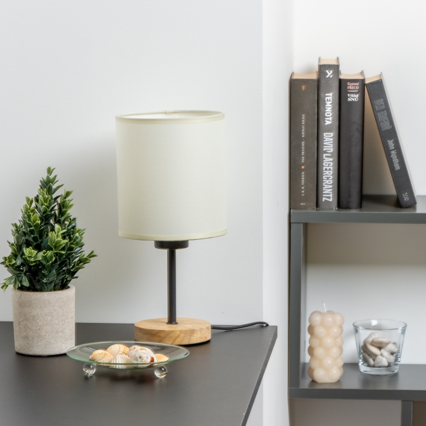 Brilagi - Lampe de table NUBILA WOOD 1xE27/25W/230V chêne/noir/crème