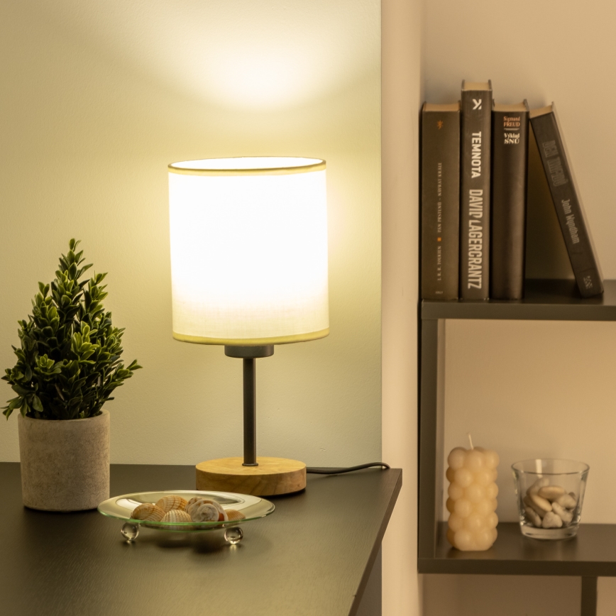 Brilagi - Lampe de table NUBILA WOOD 1xE27/25W/230V chêne/noir/crème