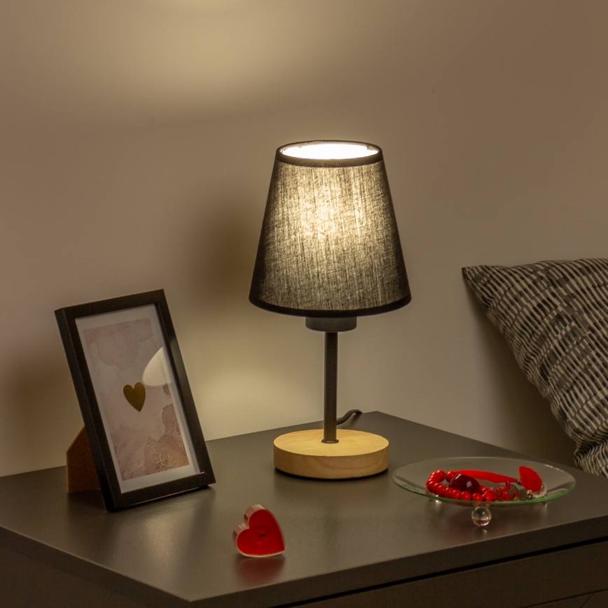 Brilagi - Lampe de table NUBILA WOOD 1xE27/25W/230V chêne/noir