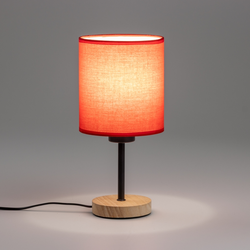 Brilagi - Lampe de table NUBILA WOOD 1xE27/25W/230V chêne/rouge
