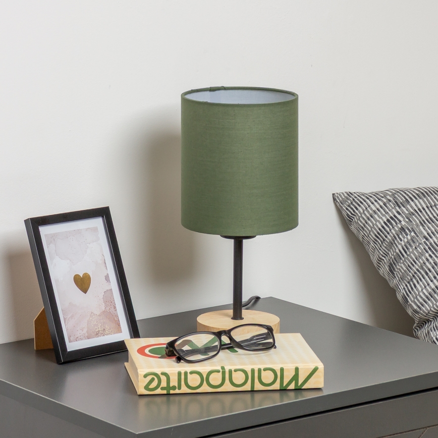 Brilagi - Lampe de table NUBILA WOOD 1xE27/25W/230V chêne/vert