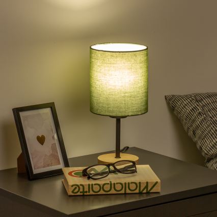 Brilagi - Lampe de table NUBILA WOOD 1xE27/25W/230V chêne/vert