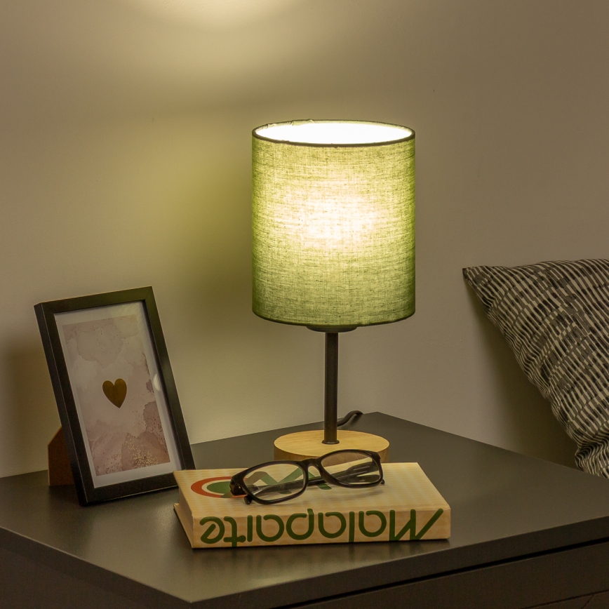 Brilagi - Lampe de table NUBILA WOOD 1xE27/25W/230V chêne/vert