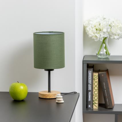 Brilagi - Lampe de table NUBILA WOOD 1xE27/25W/230V chêne/vert