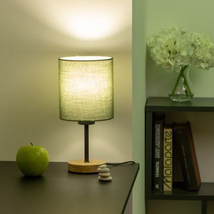 Brilagi - Lampe de table NUBILA WOOD 1xE27/25W/230V chêne/vert