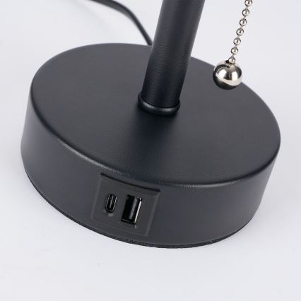Brilagi - Lampe de table TABLON avec port USB 1x E27/25W/230V, noire