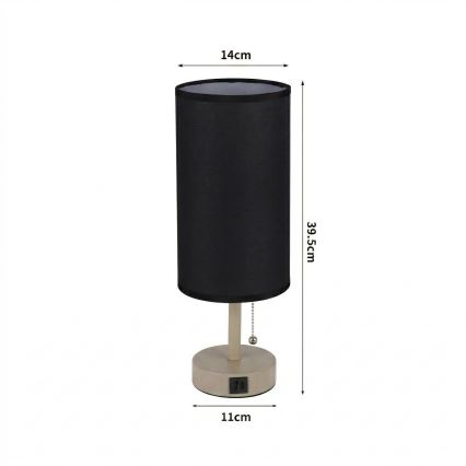 Brilagi - Lampe de table TABLON avec port USB 1xE27/25W/230V beige/noir