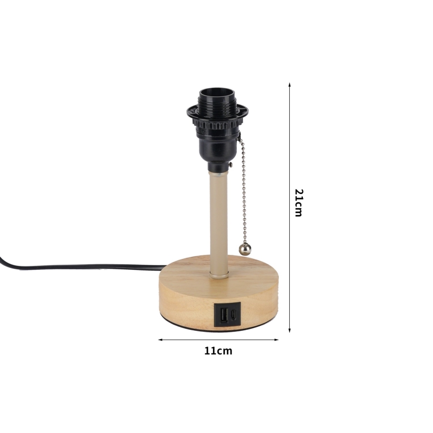 Brilagi - Lampe de table TABLON avec port USB 1xE27/25W/230V chêne/beige