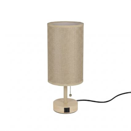 Brilagi - Lampe de table TABLON avec port USB 1xE27/25W/230V chêne/beige