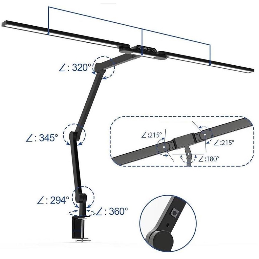 Brilagi - Lampe de table flexible tactile à intensité variable VARIO LED/24W/230V 3000-6500K IRC 92 noir