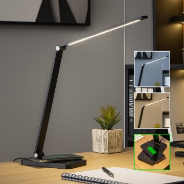Brilagi - Lampe de table tactile LED dimmable avec charge sans fil QI MODO CHARGE LED/7W/5V 3000/4000/6000K noire