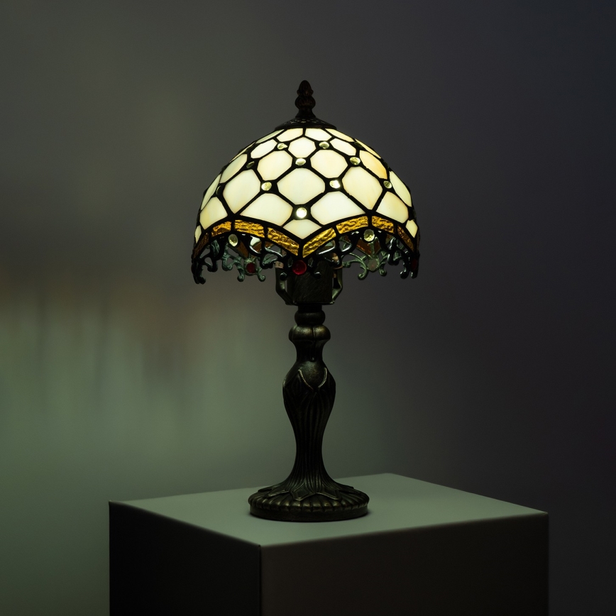 Brilagi - Lampe de table Tiffany en vitrail IVOIRE 1xE27/60W/230V