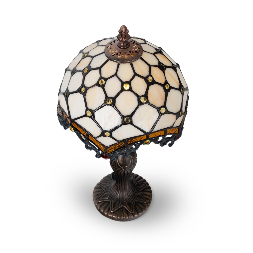 Brilagi - Lampe de table Tiffany en vitrail IVOIRE 1xE27/60W/230V