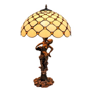 BRILAGI - Lampe de table Tiffany en vitrail IVORY SMOOTH 1xE27/60W/230V