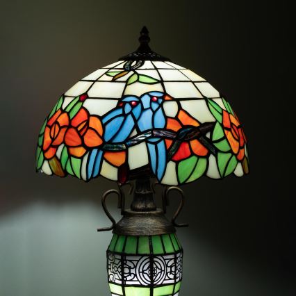 Brilagi - Lampe de table Tiffany en vitrail JUNGLE 1xE27/60W/230V + 1xE14/40W