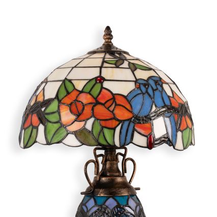 Brilagi - lampe de table Tiffany en vitrail JUNGLE 1xE27/60W/230V + 1xE14/40W