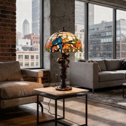 Brilagi - lampe de table Tiffany en vitrail JUNGLE 1xE27/60W/230V