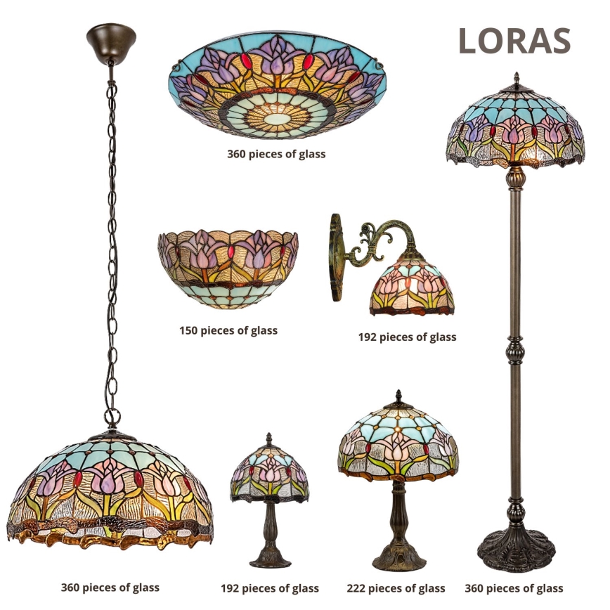 Brilagi - Lampe de table Tiffany en vitrail LORAS 1xE27/40W/230V