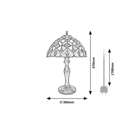 Brilagi - lampe de table Tiffany en vitrail MARGARET 1xE27/40W/230V