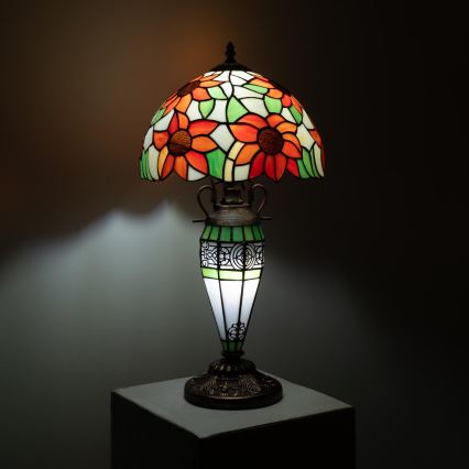 BRILAGI - lampe de table Tiffany en vitrail SUNFLOWER 1xE27/60W/230V + 1xE14/40W